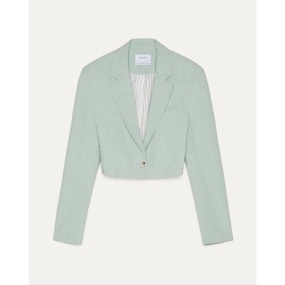 Bershka Blazer Sage Green Classy Cropped Size Small‎